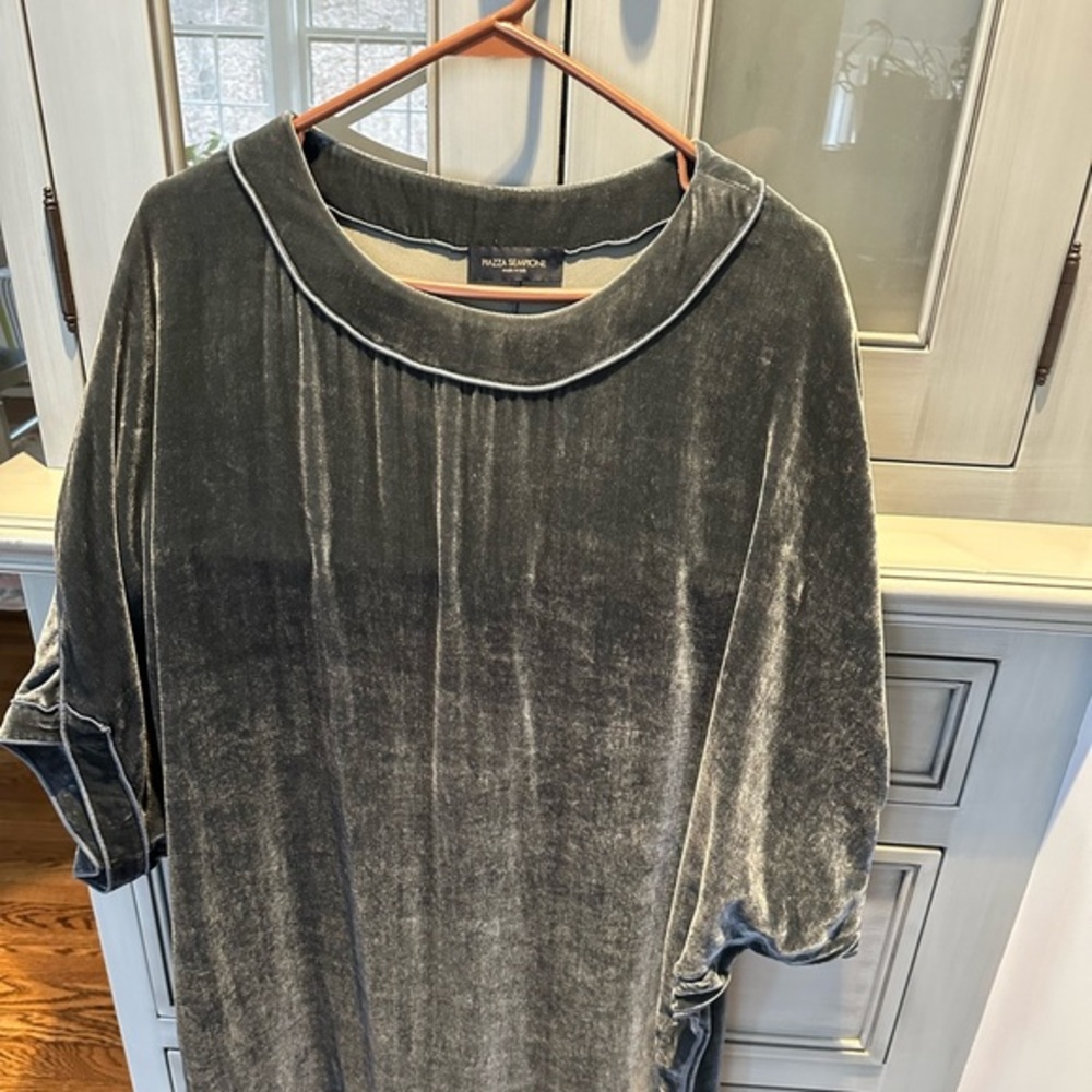 *Piazza Sempione Womens tunic dress crushed velvet blue green size 44